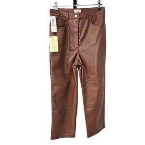 Aritzia Wilfred Melina Cropped Pant, High Rise, Straight Leg, Mocha Sorbet, 6